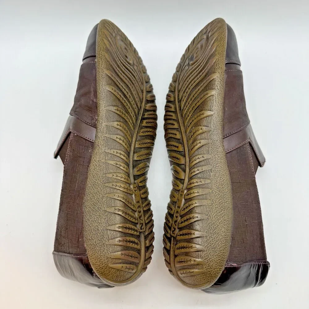 Naot Miro Leather Slip On Loafers Women's EU 41 - 10 US Brown Unique Leaf Soles